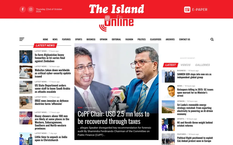 The Island website